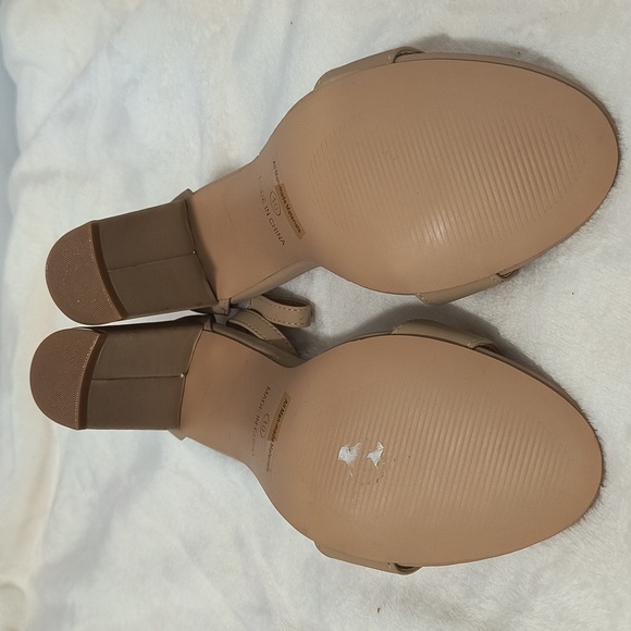 Glaze Nude Beige Block Y2K Chunky Ankle Strap Heels - Picture 9 of 10